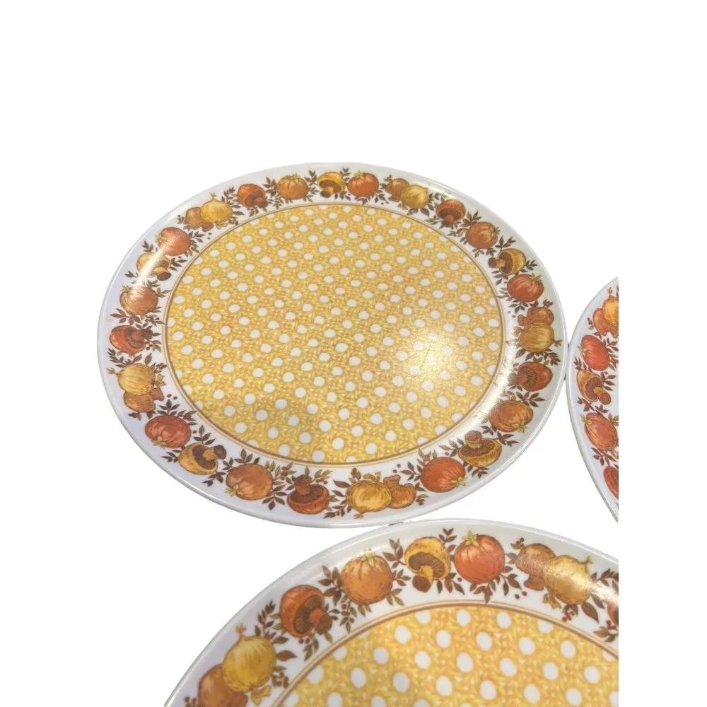 Vintage Lexington Melamine Plates Basket Weave Mushrooms‎ & Onions MCM Set of 3